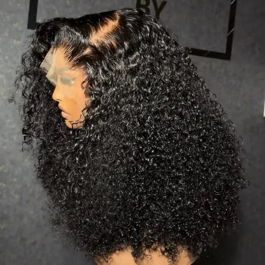 200% Short Curly Bob Wig 16 Inch Lace Frontal Wig Human Hair Deep Curly 13x4 HD Transparent Lace Frontal Wigs Pre Plucked