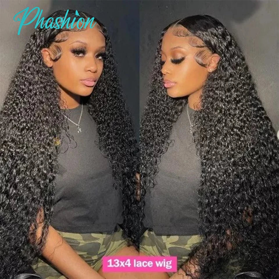 Phashion 13x4 Deep Curly Transparent Lace Front Wigs Pre Plucked For Women Full 100 Remy Human Hair Lace Frontal Wig Wear And Go