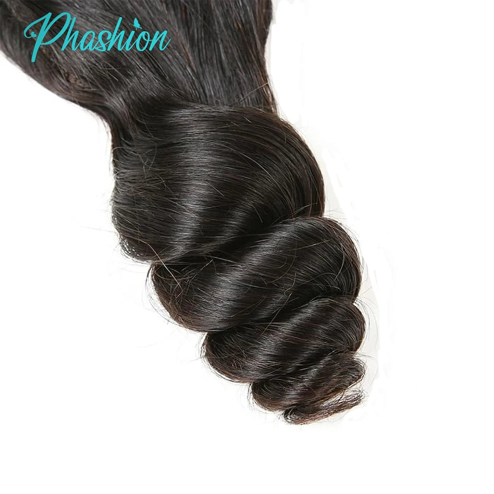 Phashion Loose Wave 13x4 Lace Frontal Only Transparent Swiss 4×4 Closure Pre Plucked Brazilian Remy Human Hair For Black Women