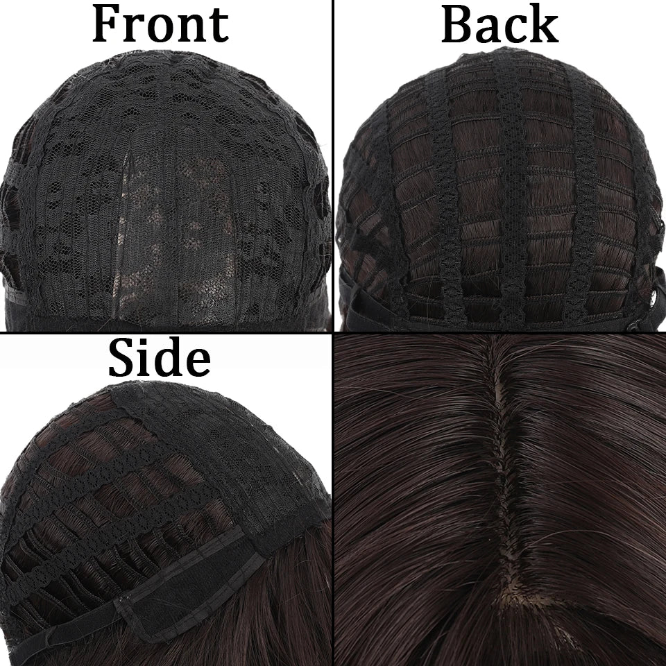 Brown Black Short Curly Hair Wig for Women High Quality Synthetic Wig Wave Fashion Ladies Wig with Bangs Cosplay Lolita Party