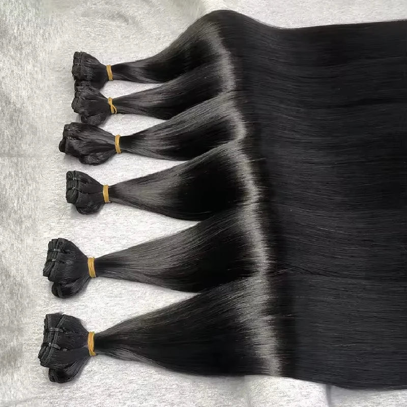 Raw Straight Human Hair Bundles 12A Grade Bone Straight Virgin Human Extensions 100% Original Vietnamese 4C Hair Double Weft