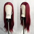 Wine Red Lace Front Wig Pre Plucked Natural Straight Red Wig Heat Resistant Fiber Synthetic Glueless Wig  for Women