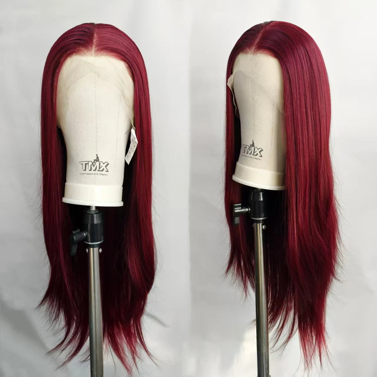Wine Red Lace Front Wig Pre Plucked Natural Straight Red Wig Heat Resistant Fiber Synthetic Glueless Wig  for Women