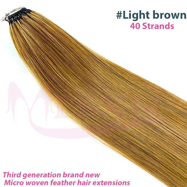 MESXN Third  Feather New hair extensions Straight Natural Real Human Hair Microring Hair Extensions  Brown Blonde  for salon
