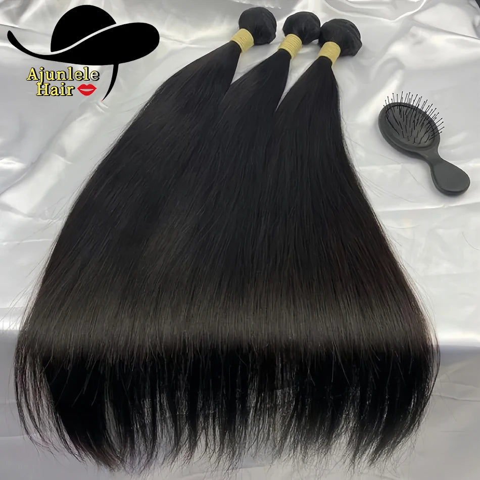 Peruvian Hair Bone Straight Human Hair Bundles With 4x4 HD Transparent Lace Closure 100% Virgin Human Hair Bundles Extension