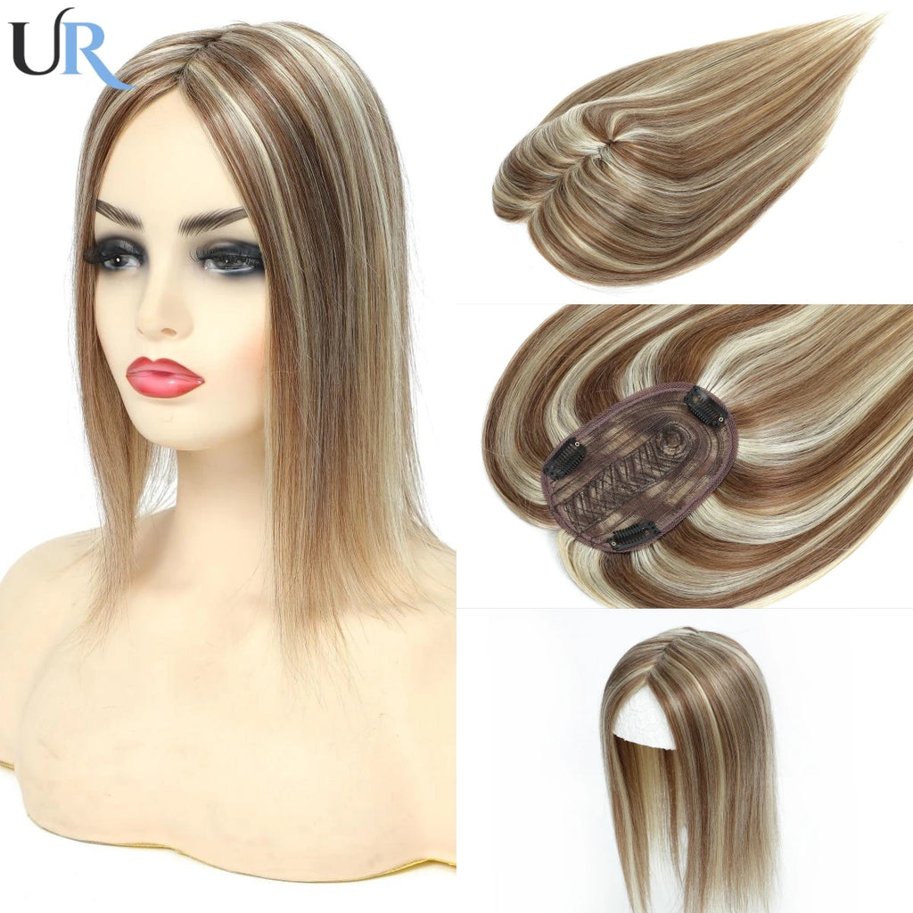 Lace Front Topper For Women Human Hair With Pre-Cut Bangs & Middle Part | 10x12cm 12inch Easy To Wear Wig