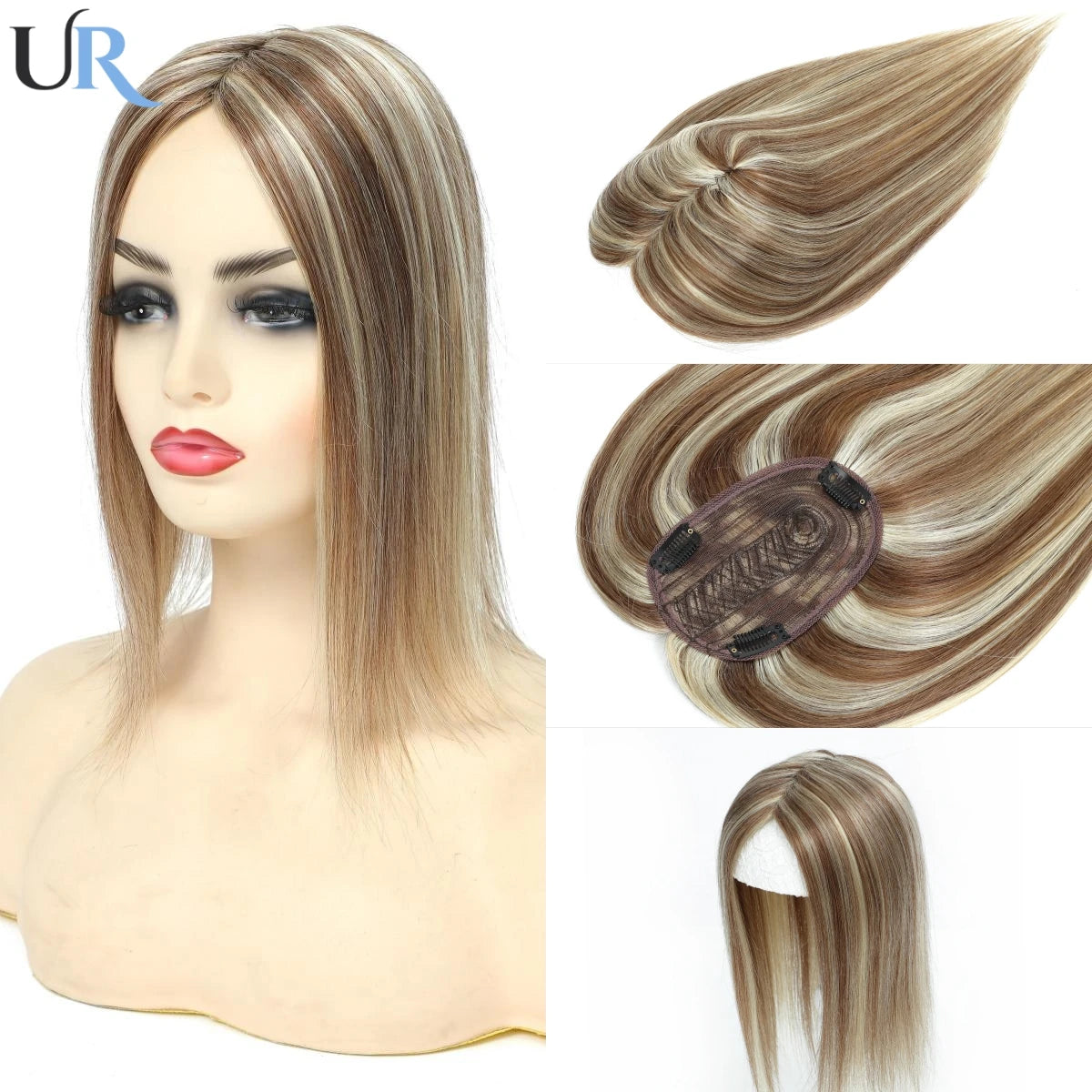 Lace Front Topper For Women Human Hair With Pre-Cut Bangs & Middle Part | 10x12cm 12inch Easy To Wear Wig