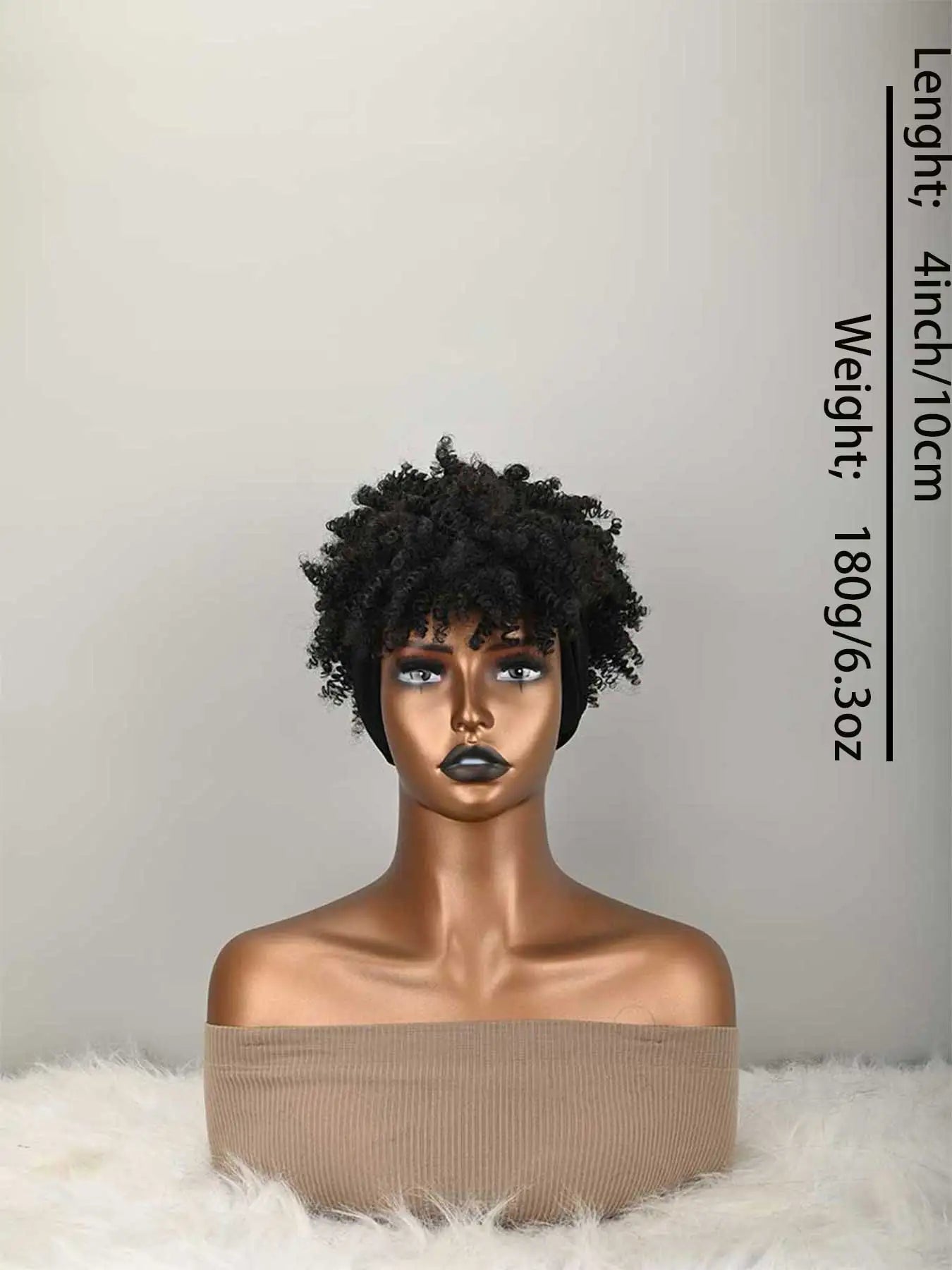 Headband Wig Curly Headband Wig With Bangs For Women Synthetic Afro Curly Hair Wig With Headband Attached Wigs