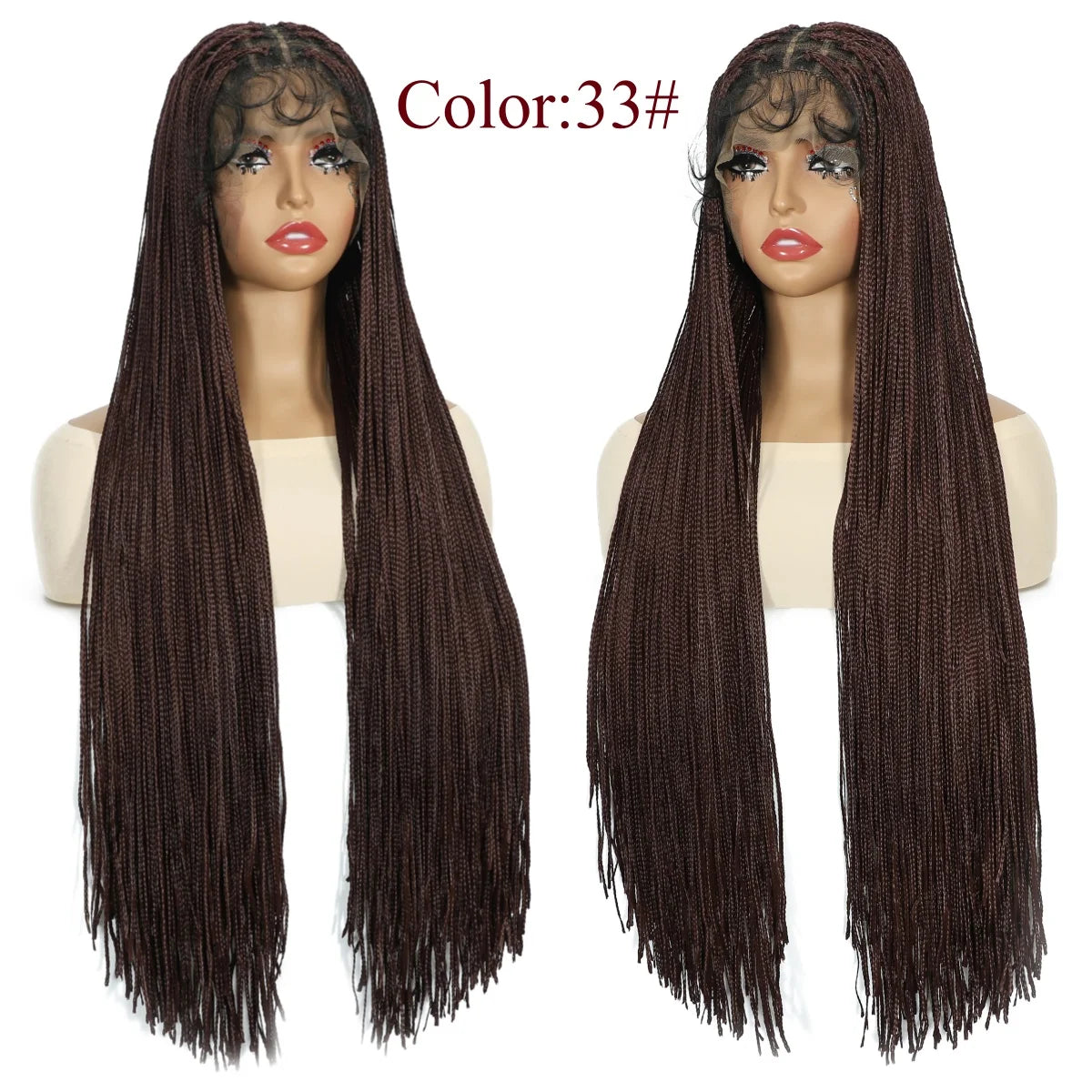 13x5 Lace Frontal Wig for Women Long Synthetic Hair Braided Wig with Baby Hair Crochet Glueless Black Wig for Daily Use