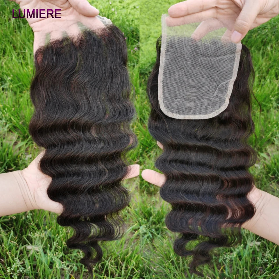 Lumiere HD 5x5 6x6 7x7 Lace Closure Loose Deep Wave Pre Plucked Swiss 13x4 13x6 Full Frontal Only Natural Black 100% Human Hair