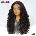 Latisha 13X6 Synthetic Lace Front Wigs Curly 13X5X1 Pre Plucked Lace Frontal Wig with Bangs for Women Highlight with Babyhair