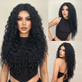 Long Curly Lace Front Wig for Black Women Kinky Deep Wave Lace Frontal Synthetic Wig with Baby Hair Afro Heat Resistant