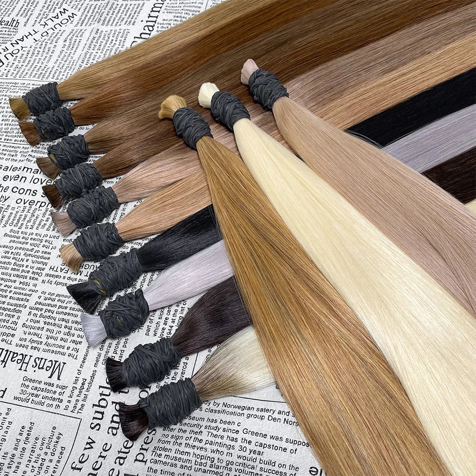 Bulk Human Hair Straight 100% Human Hair Extensions 50g 100g Bulk Human Hair for Braiding Human Made No Weft Remy Hair Bundles