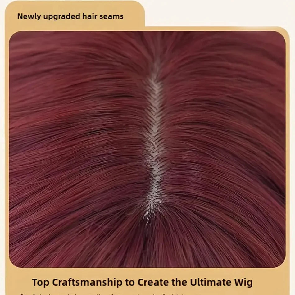 Cute Raspberry Red Synthetic Hair Short Curly Full Machine Made BOB Wig With Bangs Natural Simulated Scalp Cosplay Wig For Women