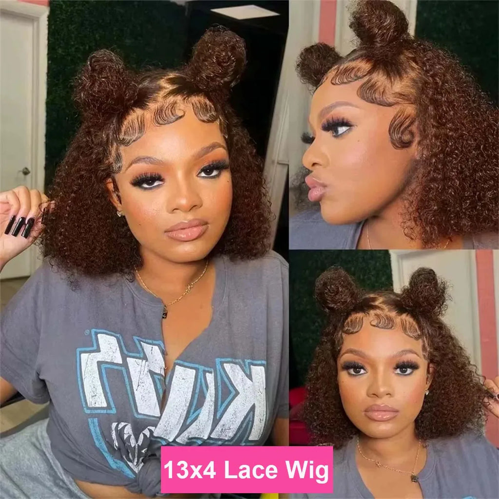 Brown Water Curly Short Bob Wig 13x4 Bob Wigs Vietnamese Deep Wave Human Hair Wig Preplucked For Women 2x6 4x4 Closure Curly Wig
