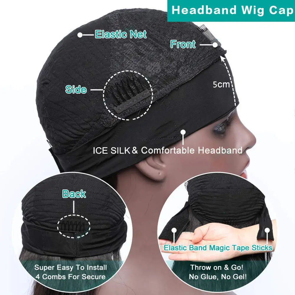 Headband Wigs Human Hair Glueless Body Wave Headband Wig Human Hair Brazilian Virgin Human Hair Headband Wig for Black Women