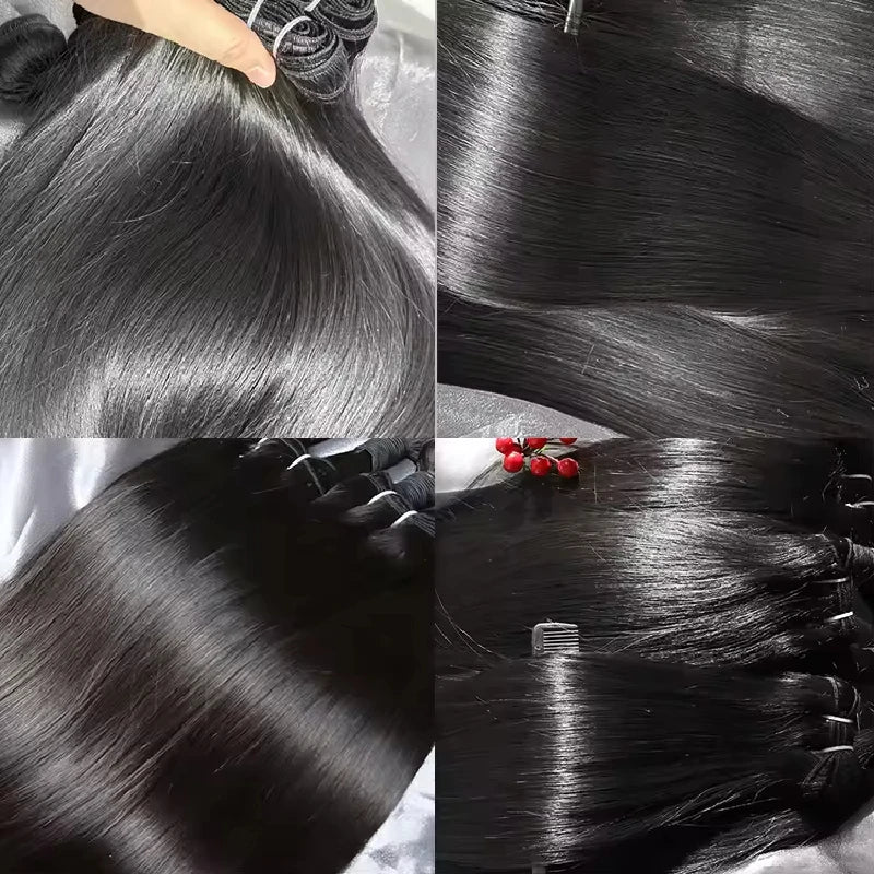Raw Straight Human Hair Bundles 12A Grade Bone Straight Virgin Human Extensions 100% Original Vietnamese 4C Hair Double Weft