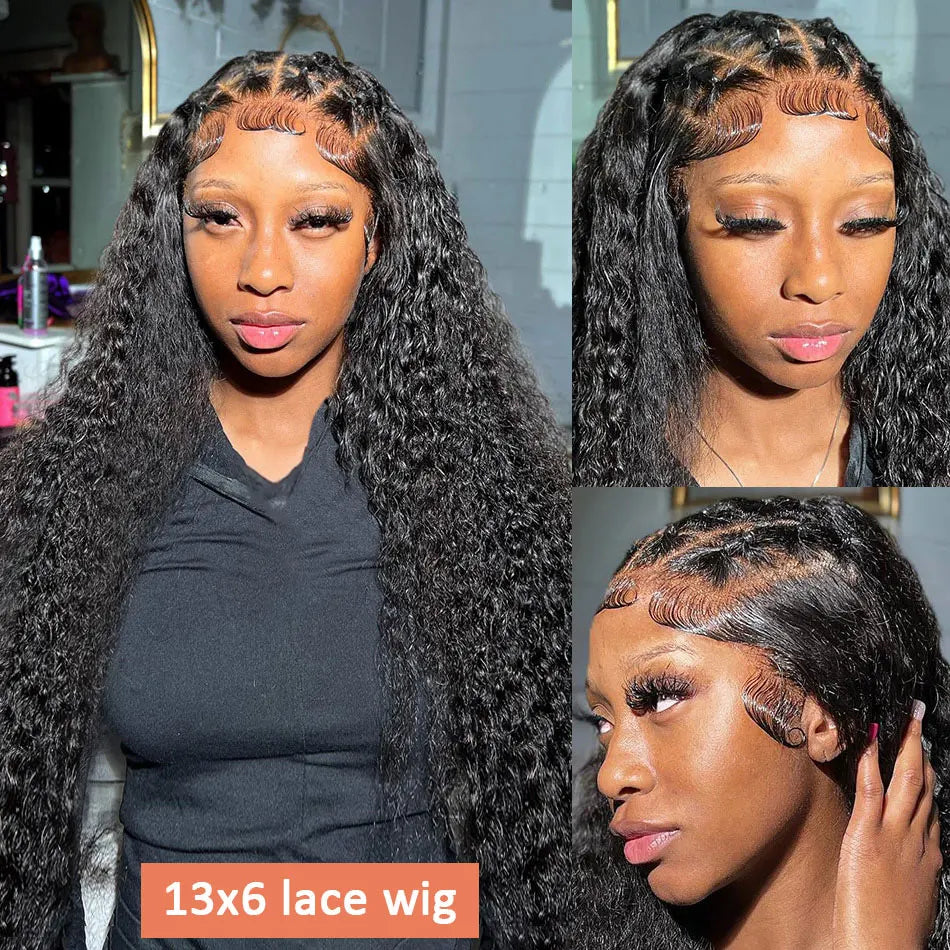 40 42 Inch Curly Lace Front Human Hair Wigs For Black Women Pre Plucked Transparent 13x4 Deep Wave Frontal Wig 13x6 Hd Lace Wig