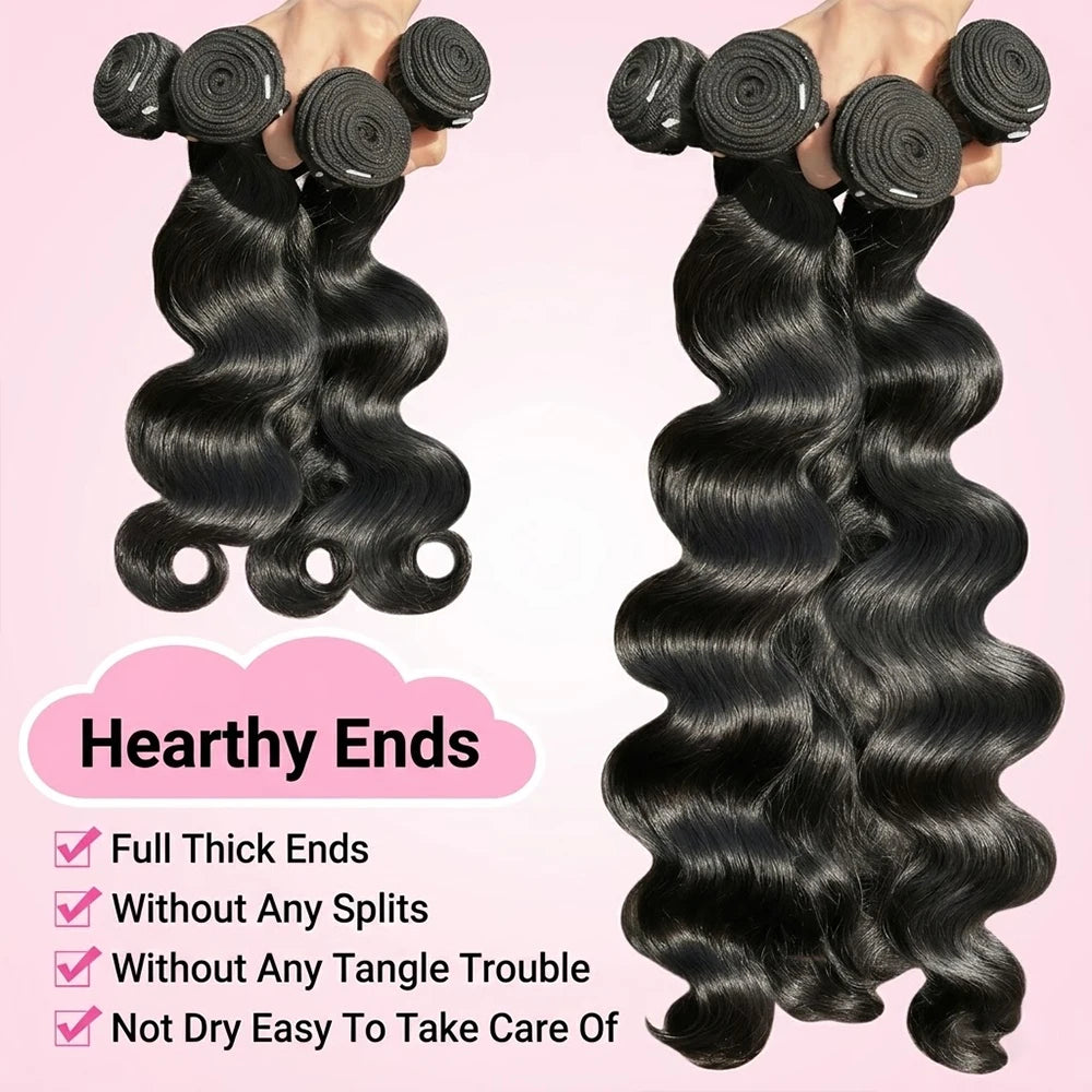 14A Body Wave Bundles Human Hair Brazilian Hair Weave Bundles Natural Black Human Hair Extensions 3 4 PCS Bundles For Women