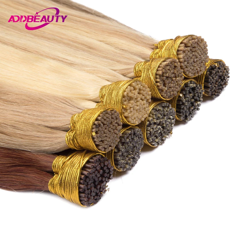 Curly ITIP Hair Extension Human Hair for Women 100% Straight Real Natural Human Hair Extension Wavy Fusion Hair Keratin Capsule