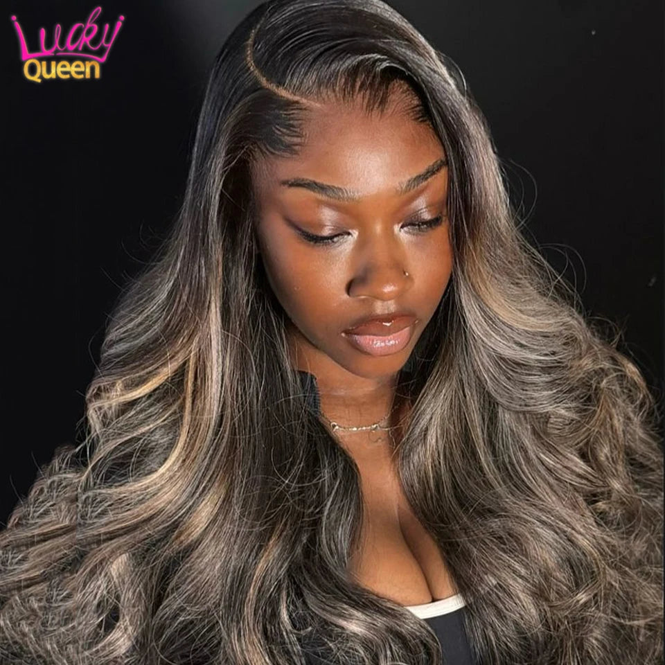 Highlight Grey Blonde 5X5 lace Closure Real Hair Wig 13x6 13x4 Hd Lace Front Human Wig For Women Pre Plucked Body Wave Glueless
