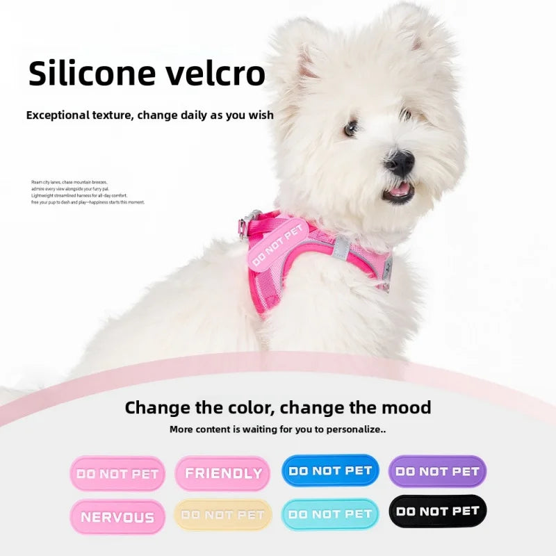 Dog Harness with Mood Patches–Reflective No-Pull Vest, Breathable Air Mesh for Small Dogs Adjustable Soft Padded Walking Lead