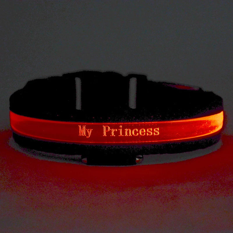 Dog Collars Personalized With Name/Phone Prevent Loss LED Night Safety Necklace Pet Collar Dog Small Puppy Cat Collar Para Perro