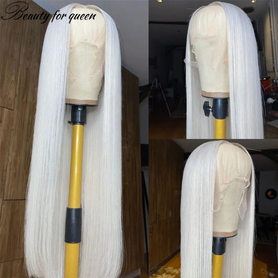 High Quality ﻿White 100% Human Hair 13x4 Lace Front Wig Bone Straight For Black Women Hot Sale Product Fashion Women Beauty