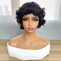 Bouncy Curly Short Pixie Bob Cut Human Hair Wigs With Bang Ombre Color Non Lace Full Machine Made Wig For Women Remy Hair