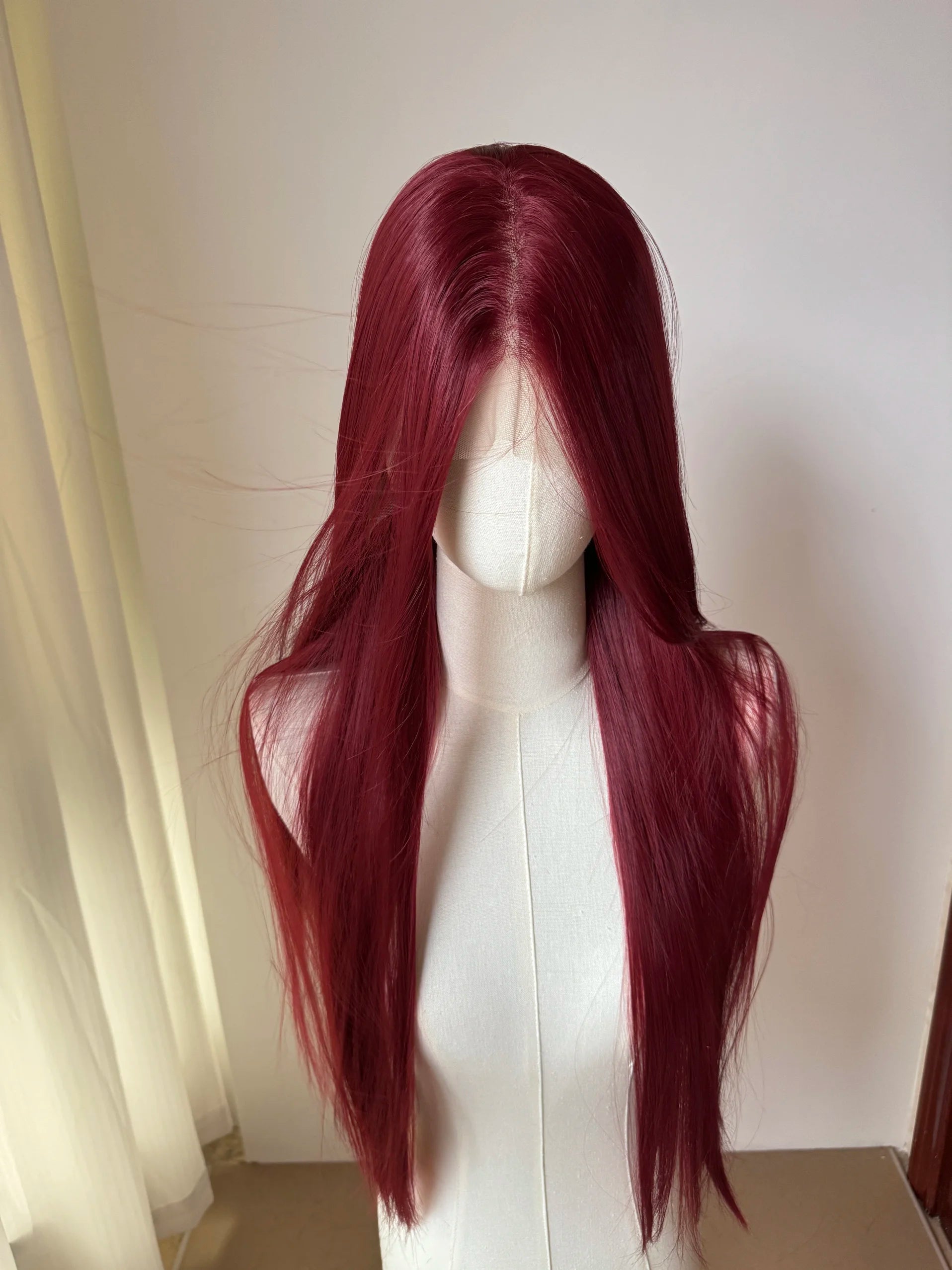 Wine Red Lace Front Wig for Women 26Inch Long Straight 13*4 Lace Wigs High Quality Synthetic Lace Wig Natural for Cosplay Peluca
