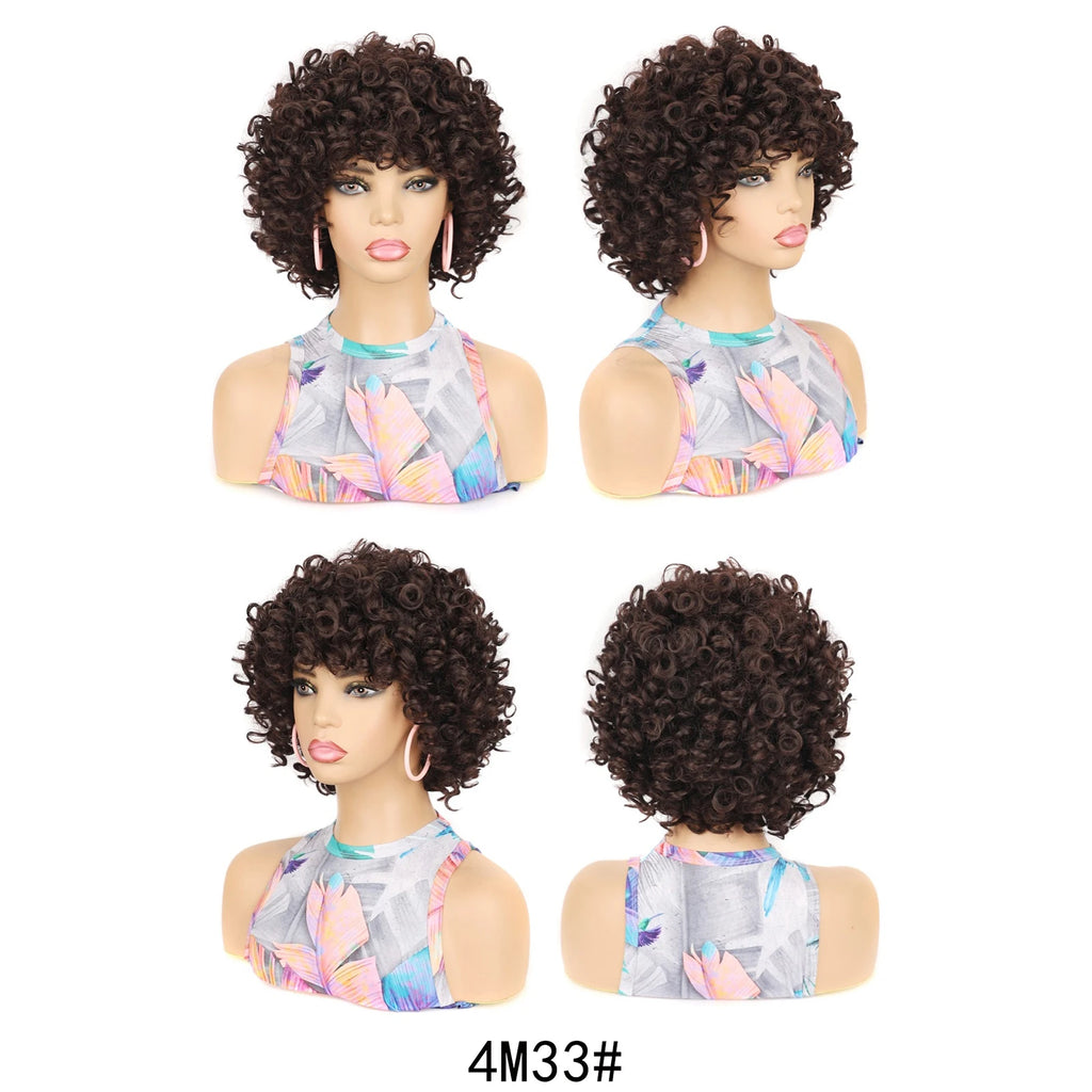 Synthetic Wigs Afro Curly Bob Chic Short Curly Hair Brown Wig for Fashion Conscious Women's Daily Wear