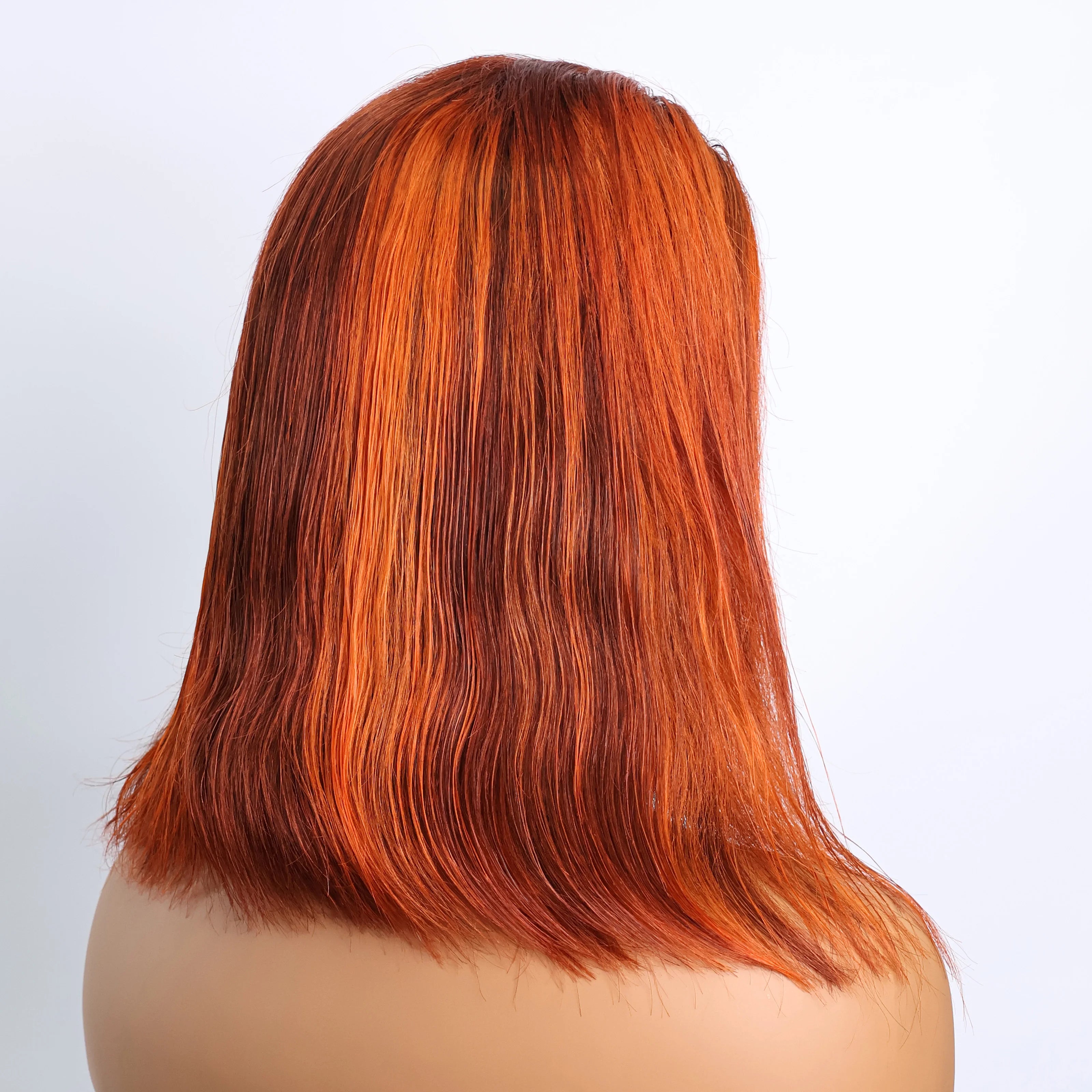 Bone Straight 4/350 Highlight 13x4 Full Lace Frontal Human Hair Wig Brazilian Short Ombre Ginger Piano Color Bob Wigs For Women