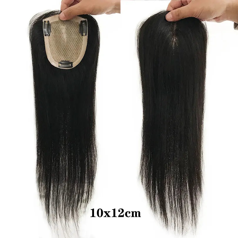 Breathable Silk Base Human Hair Women Toppers Full Hand Tied Virgin Hair Straight Toupee For Women Different Sizes