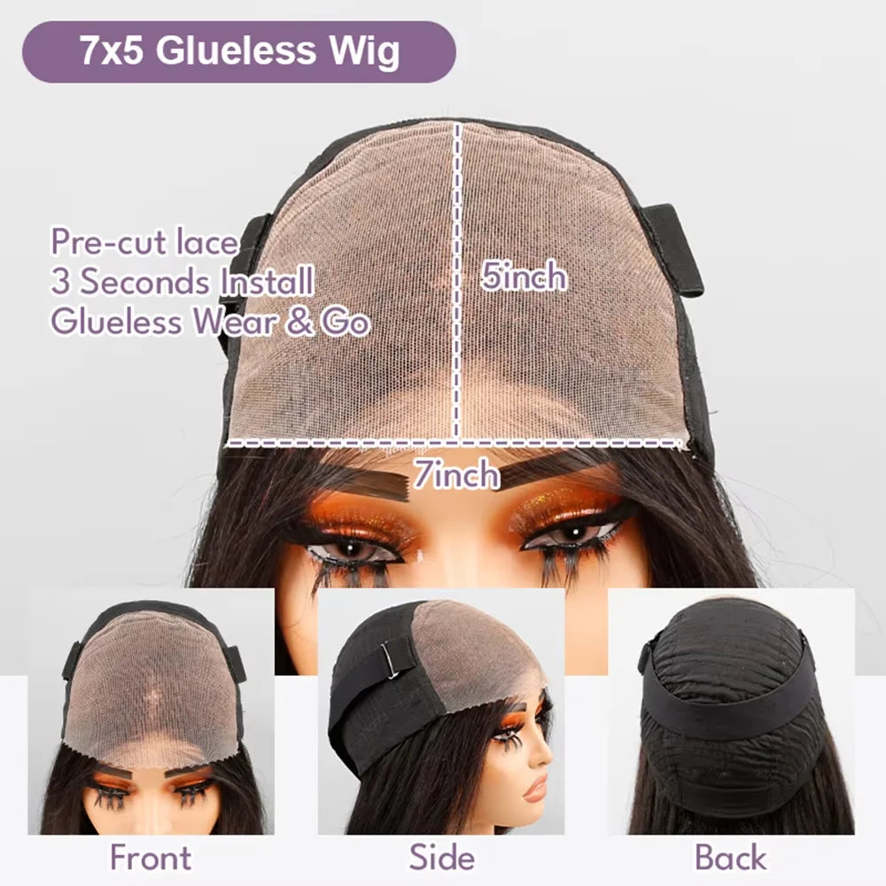 250% Density Curly Short Bob Wigs No Glue Deep Water Wave 13x4 Pre Cut Lace Wig 7x5 Glueless Human Hair Wig For Women Pre Plucked