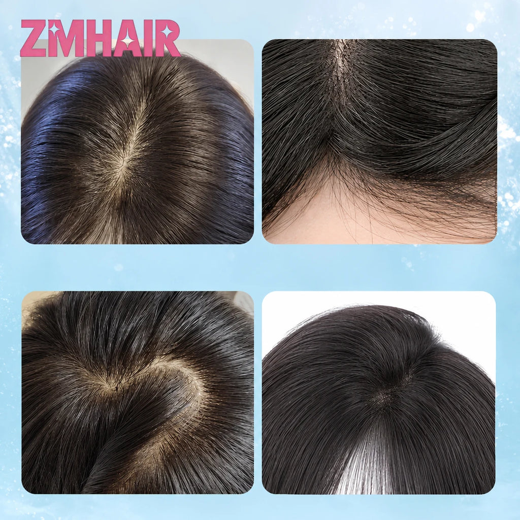 Silk Base Full Lace Wig with PU Front Real Remy Human Hair Wig for Women Natural Black Silk Top Glueless Wig Summer Breathable
