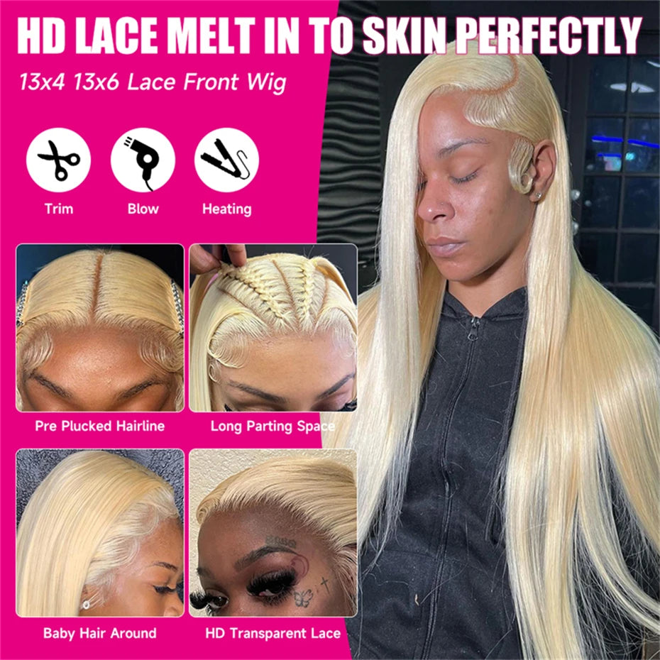 360 Full Lace Wig Human Hair Pre Plucked Hd 13x4 13x6 Lace Front Wig Remy Brazilian 613 Blonde Colored Human Hair Wigs For Women