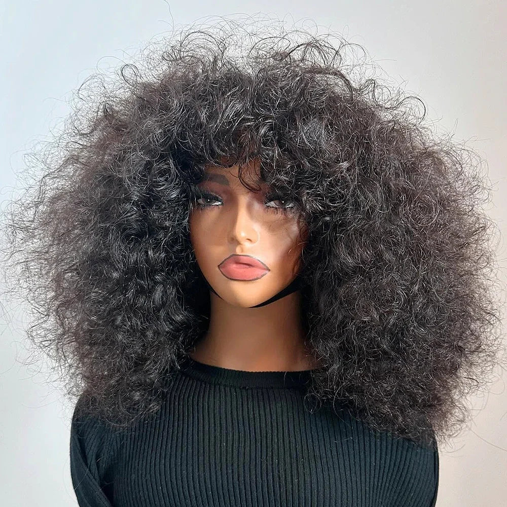 Soft Natural Black Kinky Curly 13x4*1 Lace Front Hair Wig Long 26 Inch 180density For Women With Baby Hair Preplucked synthetic