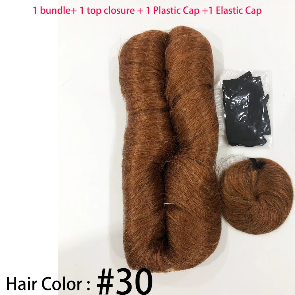 28PCS Brazilian Short Human Hair Extensions #1B#4#30#99J One Pack For A Full Head 100% Human Hair Bundles With Free Closure