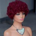Short Afro Curly Wave Brazilian Human Hair Wigs Afro Puff Kinky Curly Wig For Women Black Brown Red Color Full Machine Wig