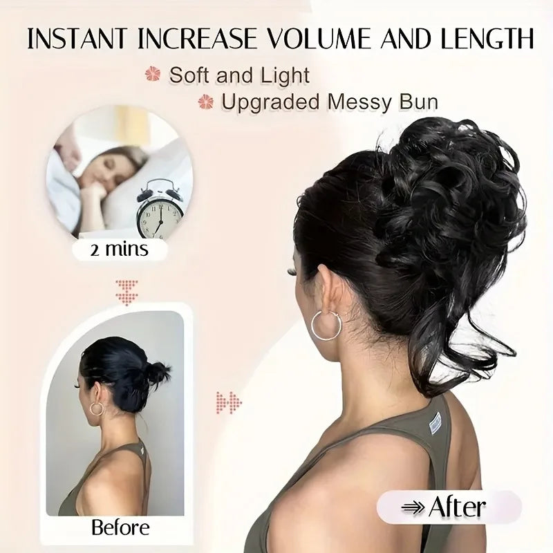 Synthetic Curly Hair Bun Women's Wig for Quick Chignon Daily Party & Wedding Hair Easy Styling Hair Accessory
