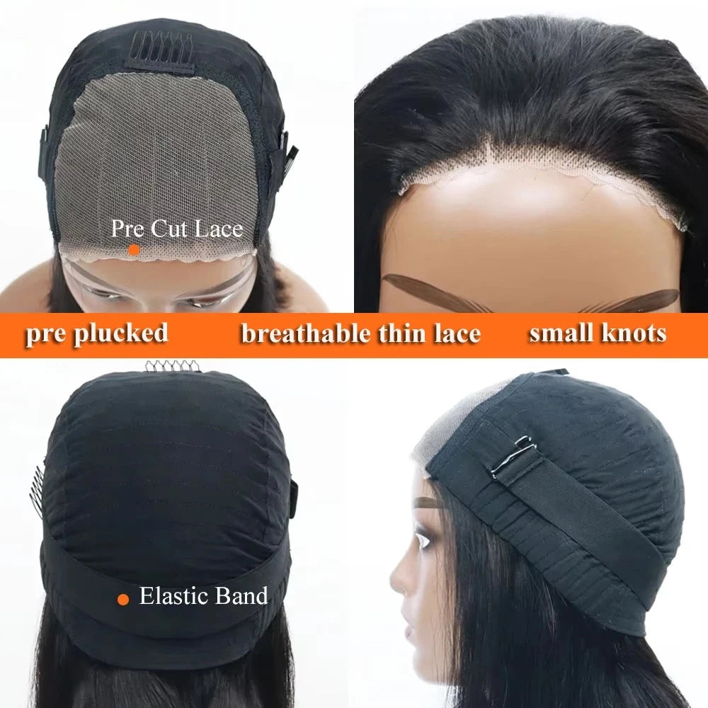 2026 New 250% Density Glueless Wear And Go Bob Wig 4x4 Lace Closure Straight Human Hair Wigs Ready To Go For Women Daily Wear