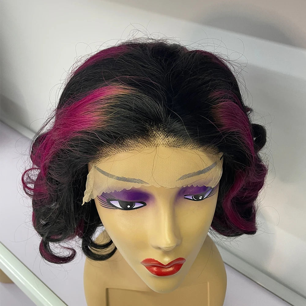 Colorful Double Drawn 330% Density 5x5 Transparent Front Lace Loose Bouncy Curly Wig Loose Bouncy 100% Human Hair Wig for Women