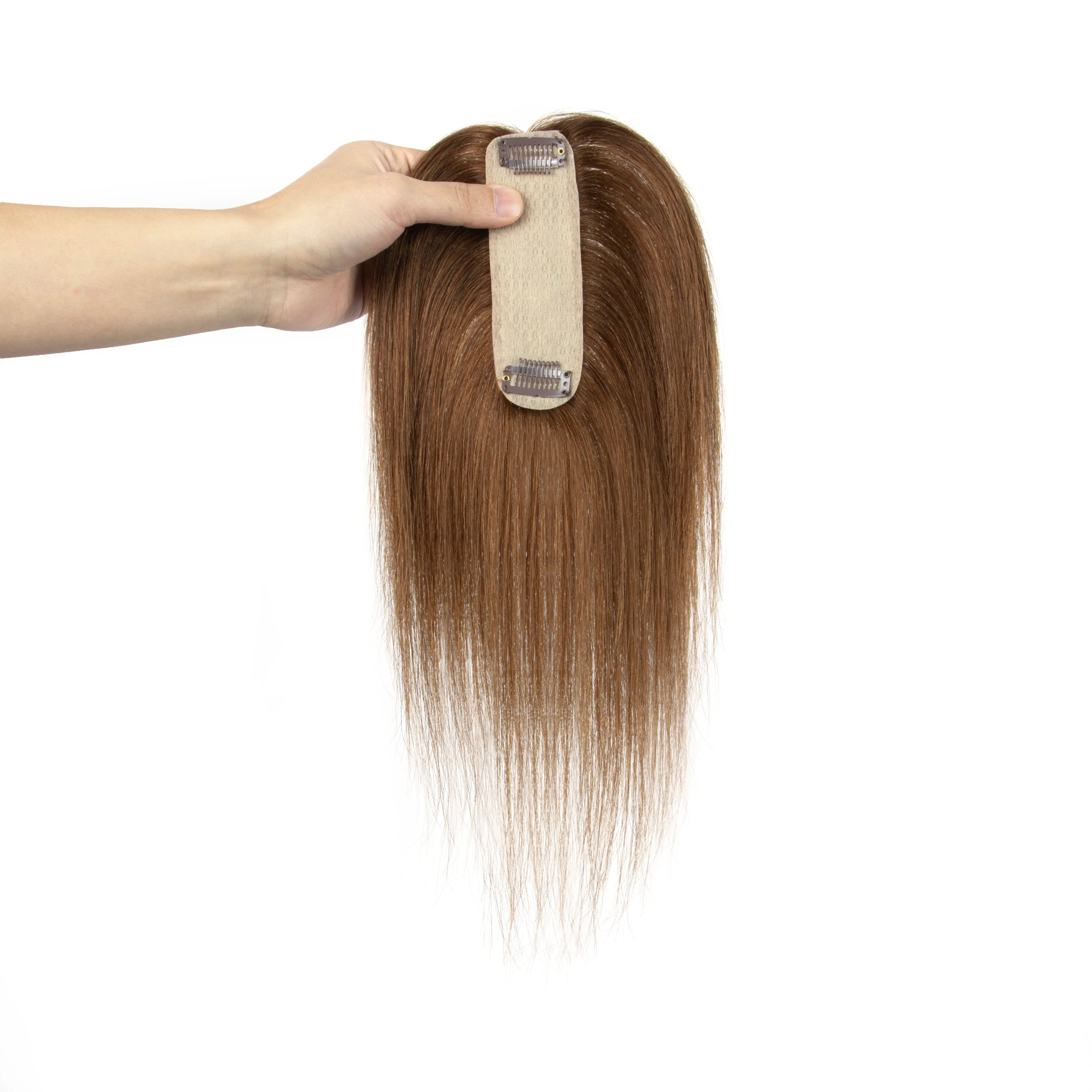 Human Hair Toppers For Women 4x13cm Silk Base Ultra-thin 360°Cover Wide Hairpart/Grey Hair Highly Breathable Easy Install&Remove