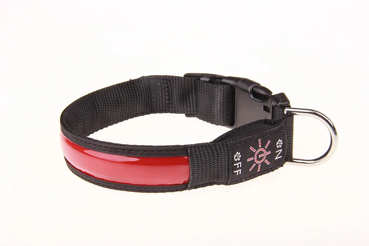 Pinkycolor USB Charging LED Dog Collar Luminous Light Night Safety Reflective Leather Glowing Collar For Dogs Pets Rechargeable