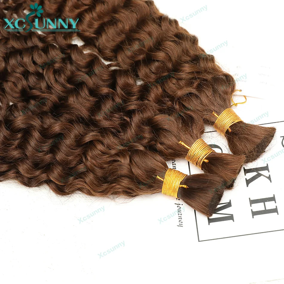 Boho Braids Human Hair Extensions Bundles Bulk Human Hair For Braiding Curly Loose Deep Color 4 27 30 Double Drawn Wholesale