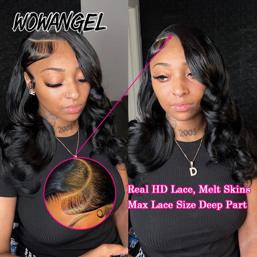 Wow Angel 13x6 HD Lace Front Wigs 250% Remy Hair Body Wave Human Hair Wigs HD Lace Wigs Pre Plucked Wear To Go Wigs for Women
