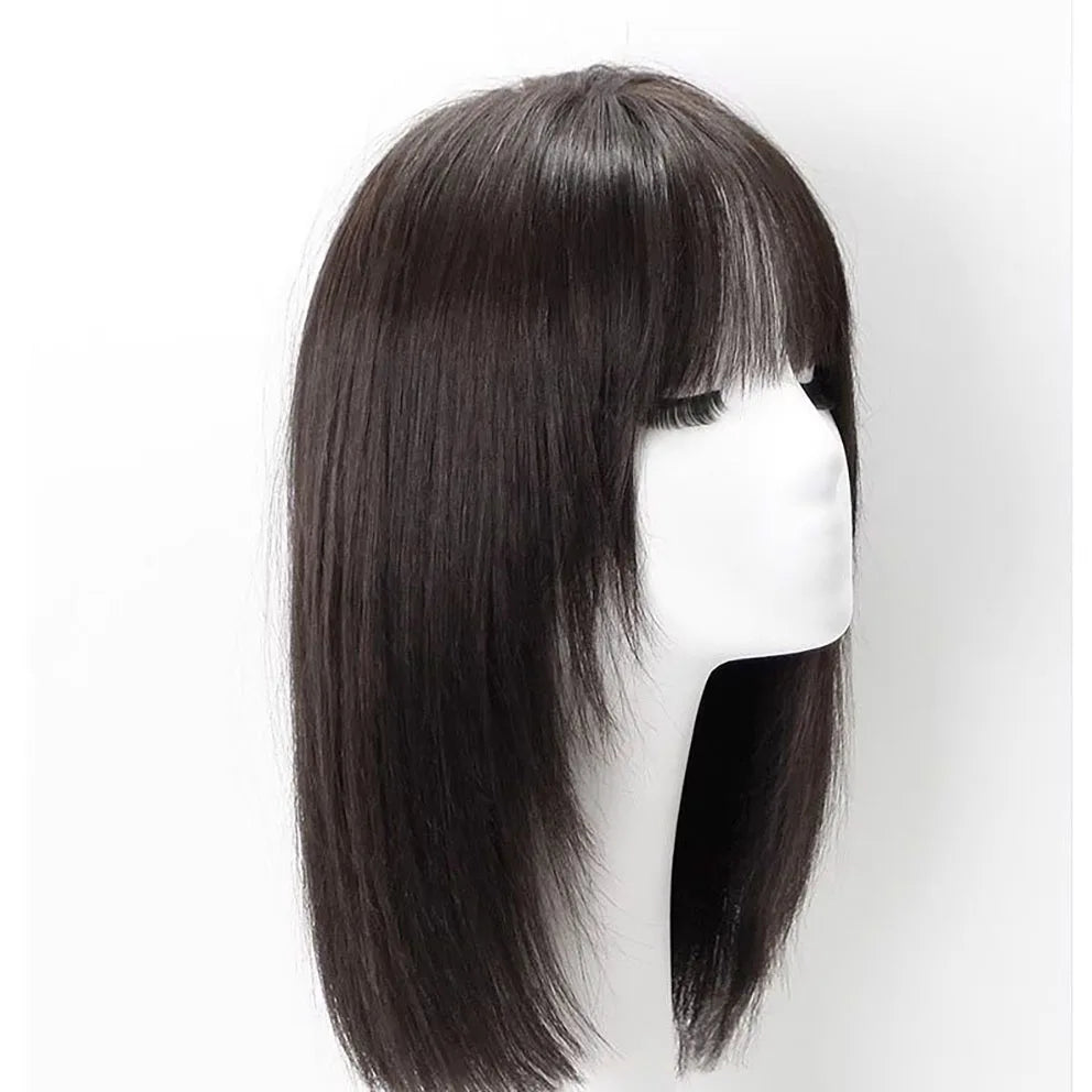 Silk Base Full Lace Wig with PU Front Real Remy Human Hair Wig for Women Natural Black Silk Top Glueless Wig Summer Breathable