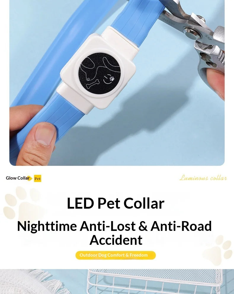 Led Pet Collar Type-C Charging Silicone Nighttime Luminous Ring Usb Dog Cat Collar Quick Flash Constant Light Slow Flash