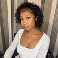 Rose Curly 13x1 Lace Front Human Hair Wig Short Pixie Cut Bob For Black Women Babyhair Preplucked Cheap Brazilian Remy Wig