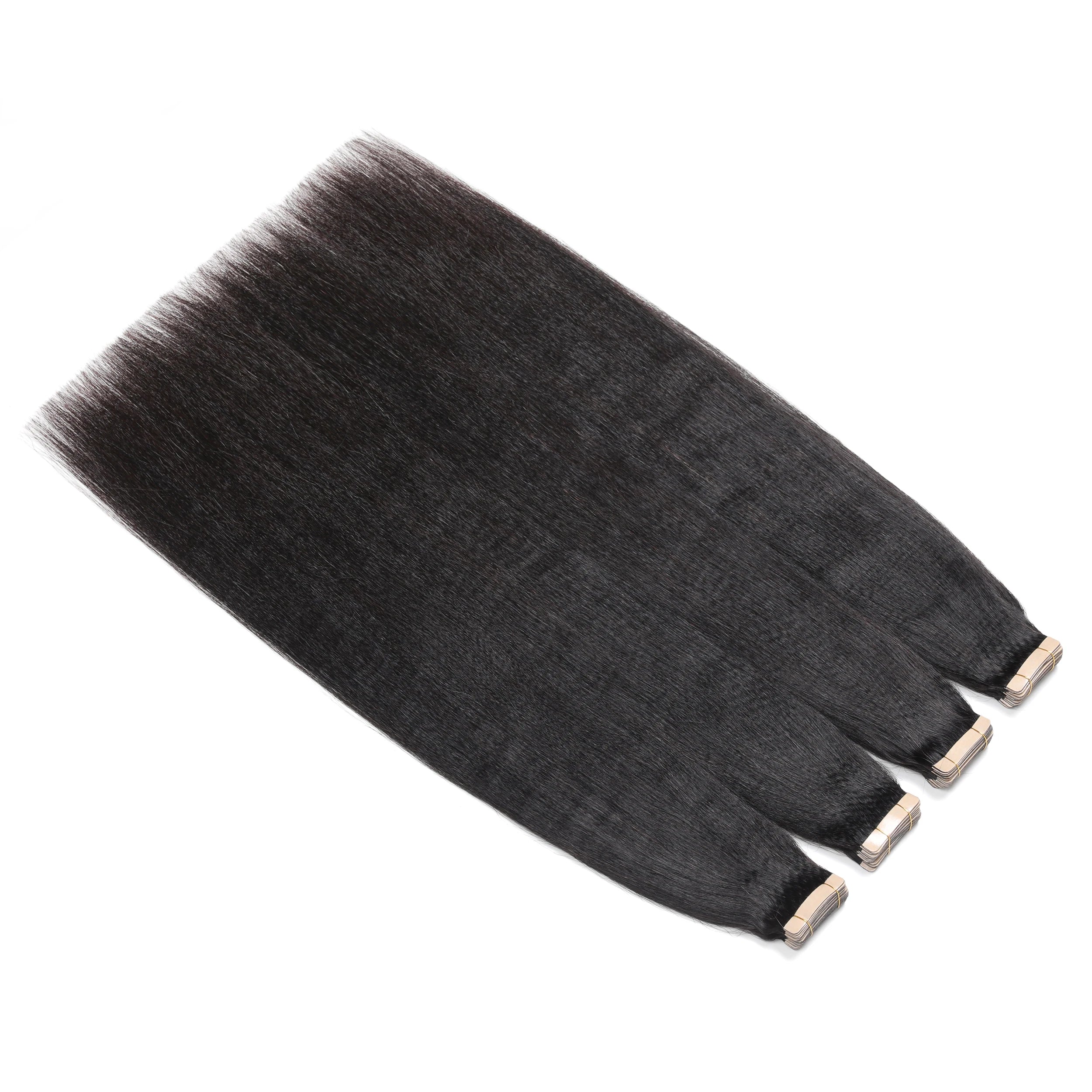 ShowCoco Light Yaki Straight Tape In Human Hair Extensions For Black Women 100% Remy Hair Nautral Color Invisible Tape